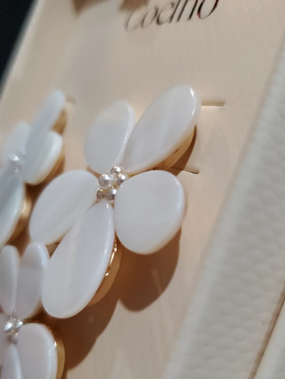 Camila Coelho white mother of pearl daisy flower shape dangle tiered‎ earrings